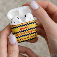 Chad Christmas AirPods Case with Yellow-Blue Geometric Design, National Coat of Arms, and Festive Motif - Wonder Print Shop