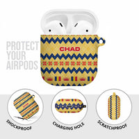 Chad Christmas AirPods Case with Yellow-Blue Geometric Design, National Coat of Arms, and Festive Motif - Wonder Print Shop