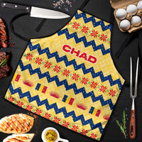 Chad Christmas Apron with Yellow-Blue Geometric Design, National Coat of Arms, and Festive Motif - Wonder Print Shop