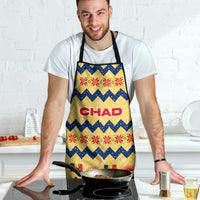 Chad Christmas Apron with Yellow-Blue Geometric Design, National Coat of Arms, and Festive Motif - Wonder Print Shop
