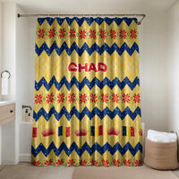 Chad Christmas Bathroom Set with Yellow-Blue Geometric Design, National Coat of Arms, and Festive Motif - Wonder Print Shop