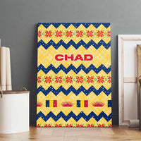 Chad Christmas Canvas Wall Art with Yellow-Blue Geometric Design, National Coat of Arms, and Festive Motif - Wonder Print Shop