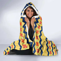 Chad Christmas Hooded Blanket with Yellow-Blue Geometric Design, National Coat of Arms, and Festive Motif - Wonder Print Shop