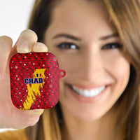 Chad Christmas AirPods Case with Red-Yellow Festive Pattern, National Coat of Arms, and Snowflake Accents - Wonder Print Shop