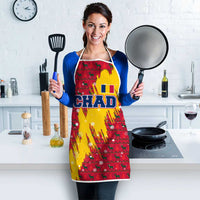 Chad Christmas Apron with Red-Yellow Festive Pattern, National Coat of Arms, and Snowflake Accents - Wonder Print Shop