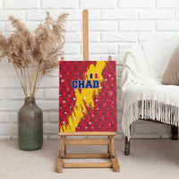 Chad Christmas Canvas Wall Art with Red-Yellow Festive Pattern, National Coat of Arms, and Snowflake Accents - Wonder Print Shop