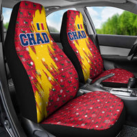 Chad Christmas Car Seat Cover with Red-Yellow Festive Pattern, National Coat of Arms, and Snowflake Accents - Wonder Print Shop
