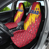 Chad Christmas Car Seat Cover with Red-Yellow Festive Pattern, National Coat of Arms, and Snowflake Accents - Wonder Print Shop