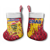 Chad Christmas Stocking with Red-Yellow Festive Pattern, National Coat of Arms, and Snowflake Accents - Wonder Print Shop