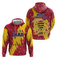Chad Christmas Hoodie with Red-Yellow Festive Pattern, National Coat of Arms, and Snowflake Accents - Wonder Print Shop