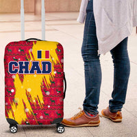 Chad Christmas Luggage Cover with Red-Yellow Festive Pattern, National Coat of Arms, and Snowflake Accents - Wonder Print Shop