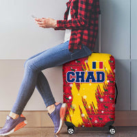 Chad Christmas Luggage Cover with Red-Yellow Festive Pattern, National Coat of Arms, and Snowflake Accents - Wonder Print Shop