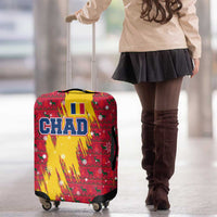 Chad Christmas Luggage Cover with Red-Yellow Festive Pattern, National Coat of Arms, and Snowflake Accents - Wonder Print Shop
