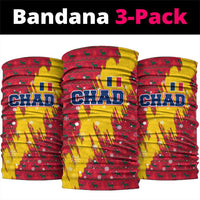 Chad Christmas Neck Gaiter with Red-Yellow Festive Pattern, National Coat of Arms, and Snowflake Accents - Wonder Print Shop