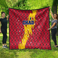 Chad Christmas Quilt with Red-Yellow Festive Pattern, National Coat of Arms, and Snowflake Accents - Wonder Print Shop