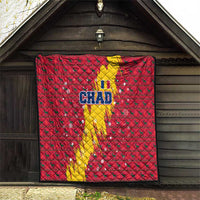 Chad Christmas Quilt with Red-Yellow Festive Pattern, National Coat of Arms, and Snowflake Accents - Wonder Print Shop