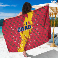 Chad Christmas Sarong with Red-Yellow Festive Pattern, National Coat of Arms, and Snowflake Accents - Wonder Print Shop