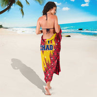 Chad Christmas Sarong with Red-Yellow Festive Pattern, National Coat of Arms, and Snowflake Accents - Wonder Print Shop
