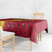 Chad Christmas Tablecloth with Red-Yellow Festive Pattern, National Coat of Arms, and Snowflake Accents - Wonder Print Shop