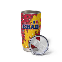 Chad Christmas Tumbler Cup with Red-Yellow Festive Pattern, National Coat of Arms, and Snowflake Accents - Wonder Print Shop