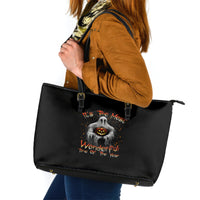 It's The Most Wonderful Time Halloween Leather Tote Bag - Wonder Print Shop