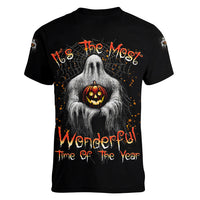 It's The Most Wonderful Time Halloween Women V Neck T Shirt - Wonder Print Shop