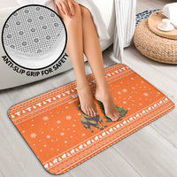 Bhutan Christmas Bathroom Set with Takin Santa Hat Christmas Tree and Snowflake Pattern in Orange - Wonder Print Shop