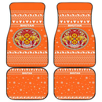 Bhutan Christmas Car Mats with Takin Santa Hat Christmas Tree and Snowflake Pattern in Orange - Wonder Print Shop