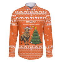 Bhutan Christmas Family Matching Short Sleeve Bodycon Dress and Hawaiian Shirt with Takin Santa Hat Christmas Tree and Snowflake Pattern in Orange - Wonder Print Shop