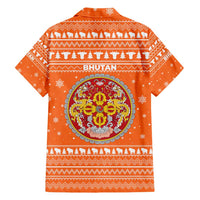 Bhutan Christmas Family Matching Summer Maxi Dress and Hawaiian Shirt with Takin Santa Hat Christmas Tree and Snowflake Pattern in Orange - Wonder Print Shop