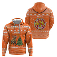 Bhutan Christmas Hoodie with Takin Santa Hat Christmas Tree and Snowflake Pattern in Orange - Wonder Print Shop