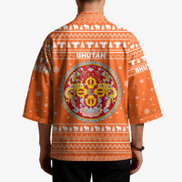 Bhutan Christmas Kimono with Takin Santa Hat Christmas Tree and Snowflake Pattern in Orange - Wonder Print Shop
