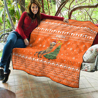 Bhutan Christmas Quilt with Takin Santa Hat Christmas Tree and Snowflake Pattern in Orange - Wonder Print Shop