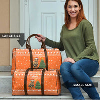 Bhutan Christmas Travel Bag with Takin Santa Hat Christmas Tree and Snowflake Pattern in Orange - Wonder Print Shop