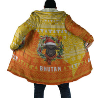 Bhutan Christmas Cloak with Takin Reindeer Antlers Santa Hat and Yellow Orange Holiday Pattern - Wonder Print Shop