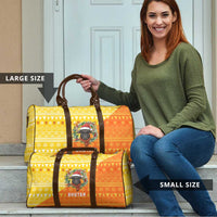 Bhutan Christmas Travel Bag with Takin Reindeer Antlers Santa Hat and Yellow Orange Holiday Pattern - Wonder Print Shop