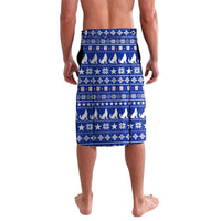 Bosnia and Herzegovina Christmas Lavalava with Husky Dog Santa Hat and Blue Yellow Snowflake Pattern - Wonder Print Shop