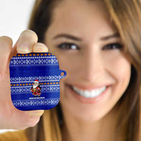 Bosnia and Herzegovina Christmas AirPods Case with Santa Playing Traditional Instrument and Blue Snowflake Pattern - Wonder Print Shop
