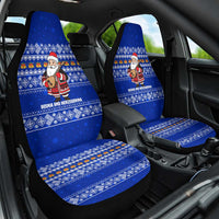 Bosnia and Herzegovina Christmas Car Seat Cover with Santa Playing Traditional Instrument and Blue Snowflake Pattern - Wonder Print Shop