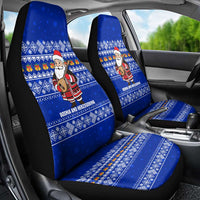 Bosnia and Herzegovina Christmas Car Seat Cover with Santa Playing Traditional Instrument and Blue Snowflake Pattern - Wonder Print Shop