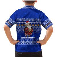 Bosnia and Herzegovina Christmas Family Matching Mermaid Dress and Hawaiian Shirt with Santa Playing Traditional Instrument and Blue Snowflake Pattern - Wonder Print Shop