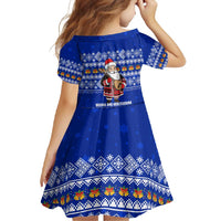 Bosnia and Herzegovina Christmas Family Matching Tank Maxi Dress and Hawaiian Shirt with Santa Playing Traditional Instrument and Blue Snowflake Pattern - Wonder Print Shop
