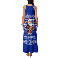 Bosnia and Herzegovina Christmas Family Matching Tank Maxi Dress and Hawaiian Shirt with Santa Playing Traditional Instrument and Blue Snowflake Pattern - Wonder Print Shop
