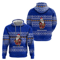 Bosnia and Herzegovina Christmas Hoodie with Santa Playing Traditional Instrument and Blue Snowflake Pattern - Wonder Print Shop