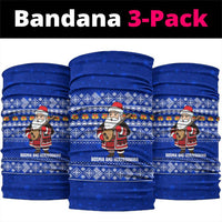 Bosnia and Herzegovina Christmas Neck Gaiter with Santa Playing Traditional Instrument and Blue Snowflake Pattern - Wonder Print Shop
