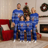 Bosnia and Herzegovina Christmas Pajama Set with Santa Playing Traditional Instrument and Blue Snowflake Pattern - Wonder Print Shop