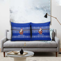 Bosnia and Herzegovina Christmas Pillow Cover with Santa Playing Traditional Instrument and Blue Snowflake Pattern - Wonder Print Shop