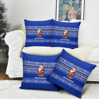 Bosnia and Herzegovina Christmas Pillow Cover with Santa Playing Traditional Instrument and Blue Snowflake Pattern - Wonder Print Shop