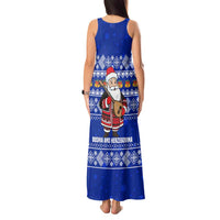 Bosnia and Herzegovina Christmas Tank Maxi Dress with Santa Playing Traditional Instrument and Blue Snowflake Pattern - Wonder Print Shop