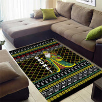 Brunei Christmas Area Rug with Traditional Santa Gift Basket and Black Yellow Red Holiday Pattern - Wonder Print Shop